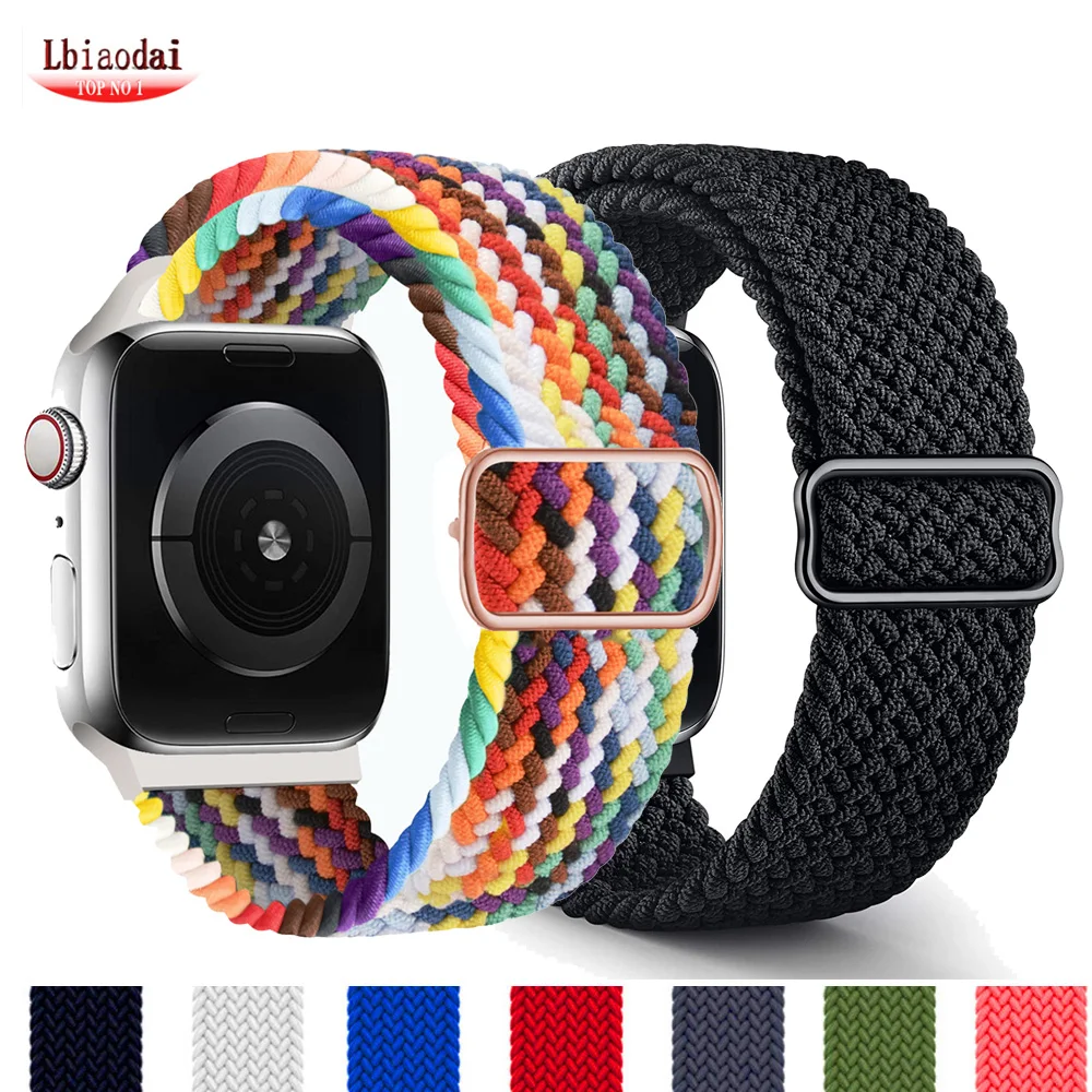 

Adjustable Elastic Nylon bracelet 41mm Braided Solo Loop strap For Apple watch 7 band 44/40mm 42/38mm iWatch serie 3 4 5 se 6 7