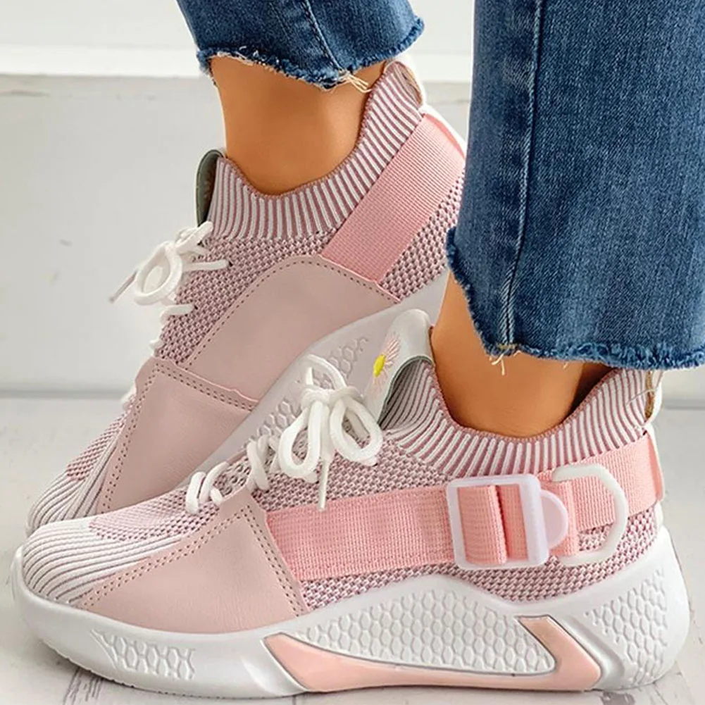 Кроссовки женские прогулочные дышащие сетчатые удобная повседневная обувь на