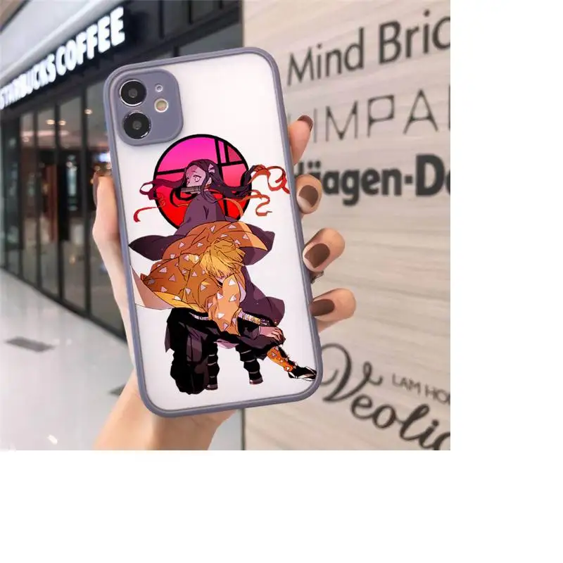 

Anime Demon Slayer luxury Phone Cases shellmatte transparent For iphone 7 8 11 12 plus mini x xs xr pro max cover