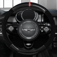 carbon fiber leather steering wheel cover car interior accessories for mini cooper s jcw one f54 f55 f56 f60 r60 r61 car styling