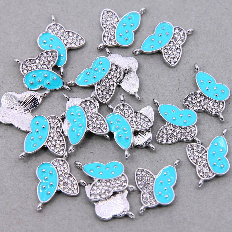 6 шт. красочные блестящие бабочки Шарм соединитель Эмаль маленькие животные