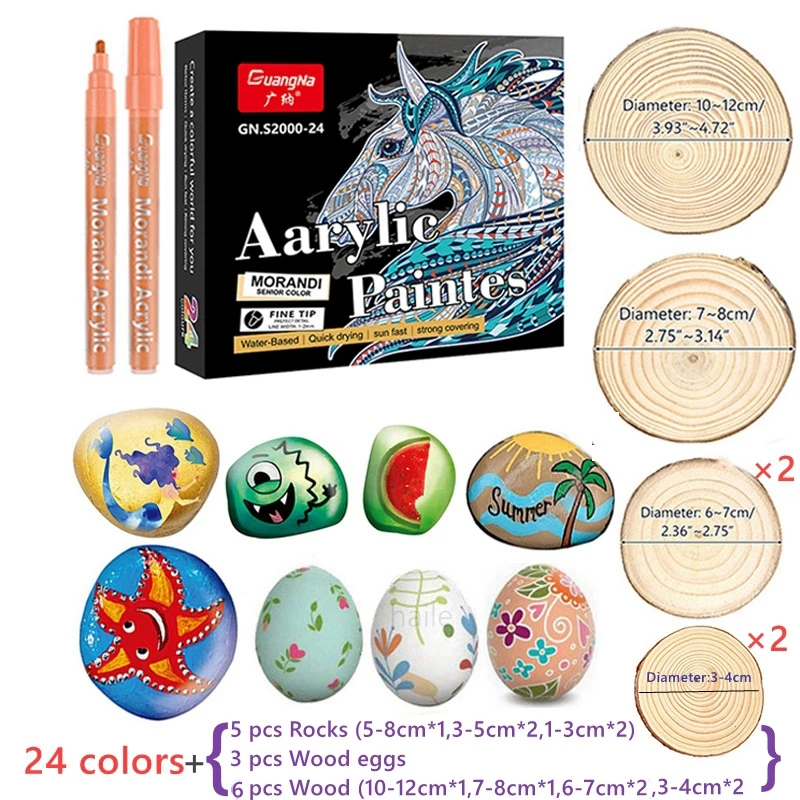 

Haile 24 Colors Morandi Acrylic Paint Marker Pens,For Fabric Rock Painting,Wood,Drawing School Supplies Child Christmas Gift