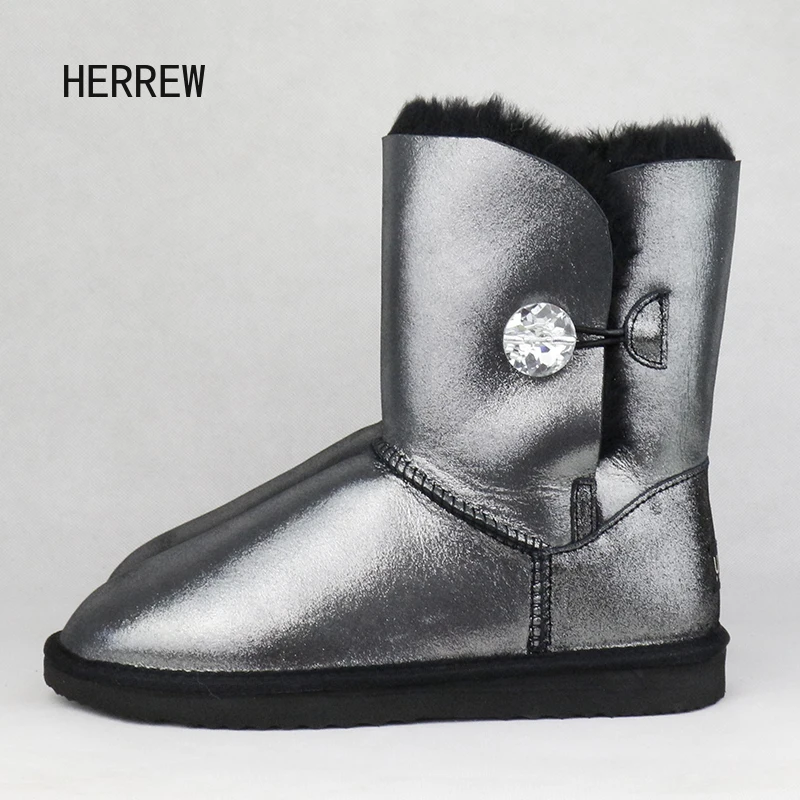 Новые модные зимние сапоги HERREW из натуральной овечьей кожи с натуральным мехом