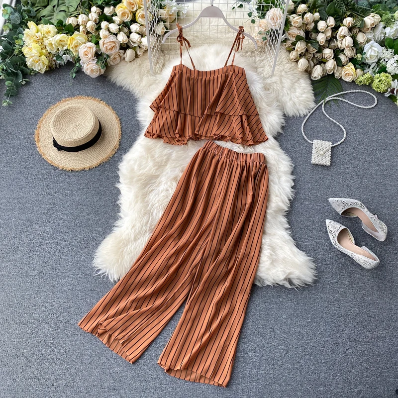 Женский костюм в полоску SINGRAIN винтажный праздничный пляжный комплект из двух