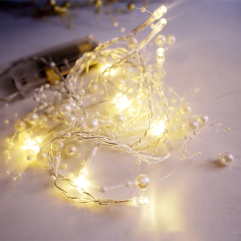 2M/5M Bead LED String Lights Fairy Festoon Led Light Battery-operated Garland New Year Christmas Decorations 2021 | Лампы и освещение