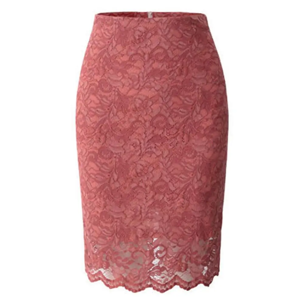 

Black Pink Lace Floral Skirt 2020 Summer A-Line High Waist Skirts Womens Summer Clothing Office Lady Plus Size Skirts Women