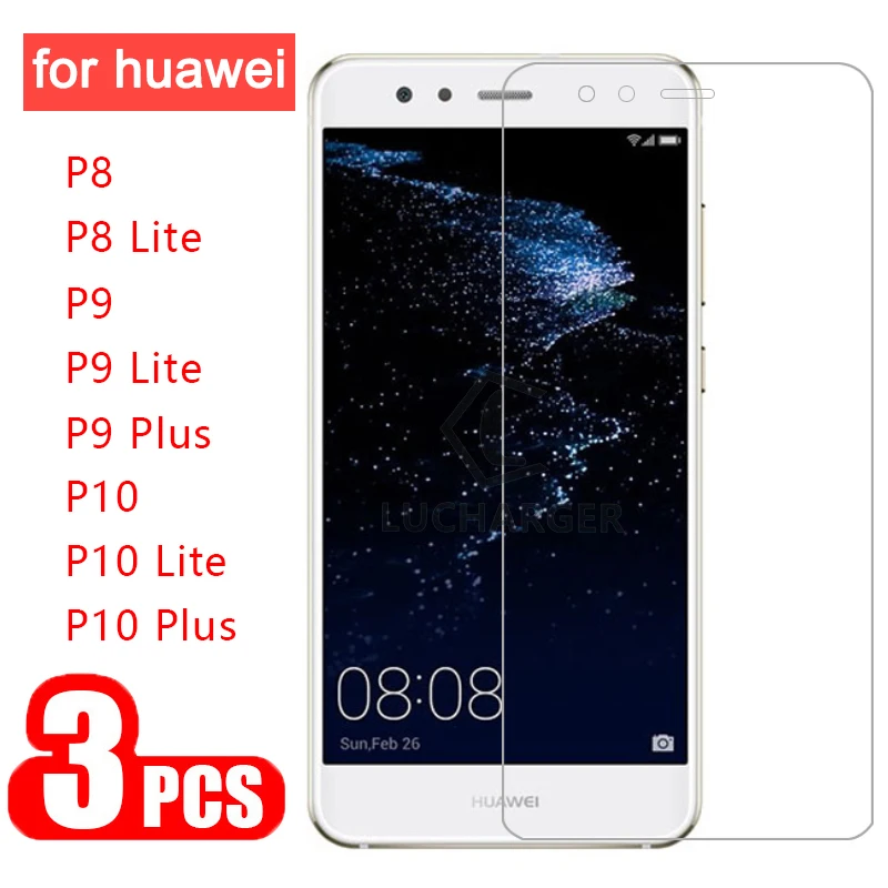 3 шт. Защитное стекло для Huawei p8 p9 p10 Lite Plus закаленное защита экрана на p 8 9 10 Light p10lite