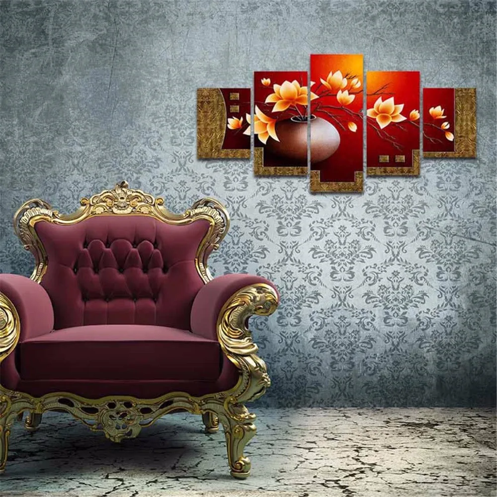 5 шт./компл. влагостойкая парусиновая картина Современная ваза для цветов HD