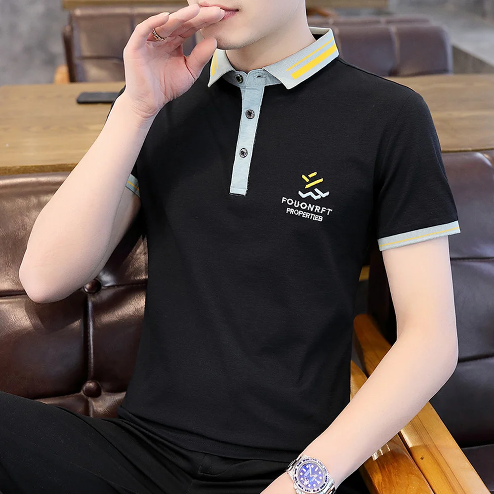 

2021 Summer Embroidery Logo Polo Shirts Men Business Casual POLO Shirt Slim Fit Turn Down Collar Male Tops High Quality Clothing
