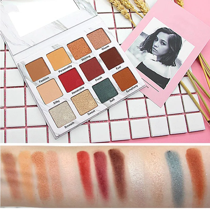 

Maquiagem Eyeshadow Palette 12 Colors Eyeshadow Palettes Marble Matte Shimmer Waterproof Long Lasting Cosmetics FRE-Drop