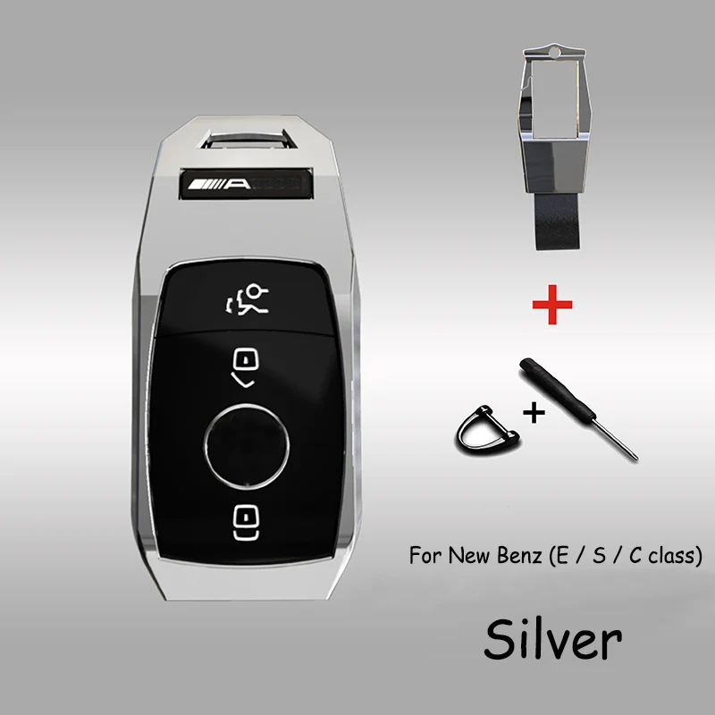 Silver A Высококачественный металлический чехол для ключей автомобиля для Mercedes Benz W203 W210 W211 W124 W202 W204 W212 W176 AMG аксессуары брелок - Название цвета: Silver A