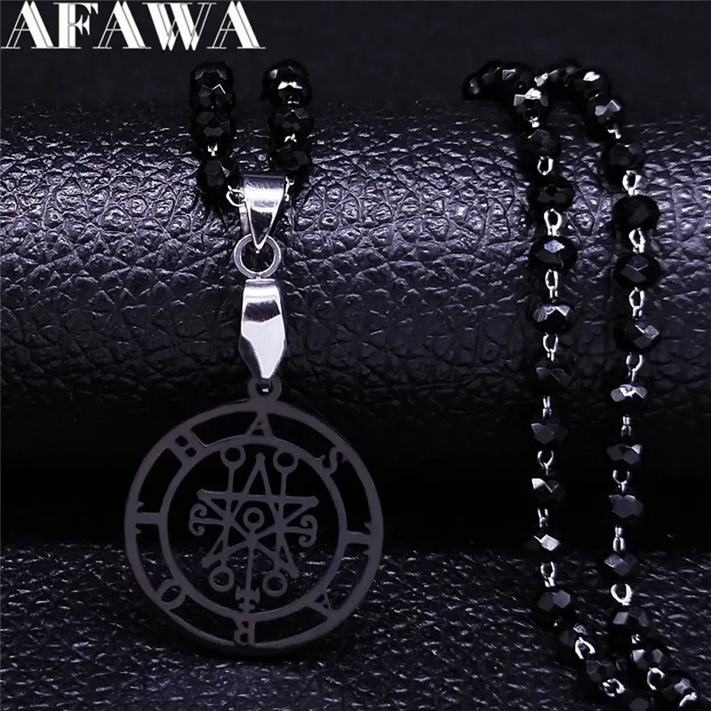 Фото Astaroth, Sigil Goetia, Хрустальная бусина, ожерелье из нержавеющей стали, сатана, Sigil, satanic, патч-булавка, ювелирные изделия N3545S02 №3
