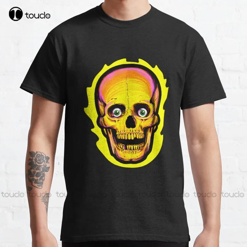 

New Flaming Skull Classic T-Shirt Volleyball Shirts Cotton Tee Shirts S-5Xl
