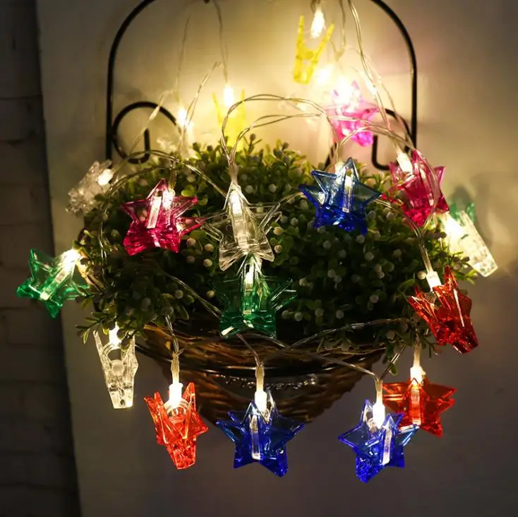 

Color lamp star clip battery box lamp string photo clip lamp interior decoration