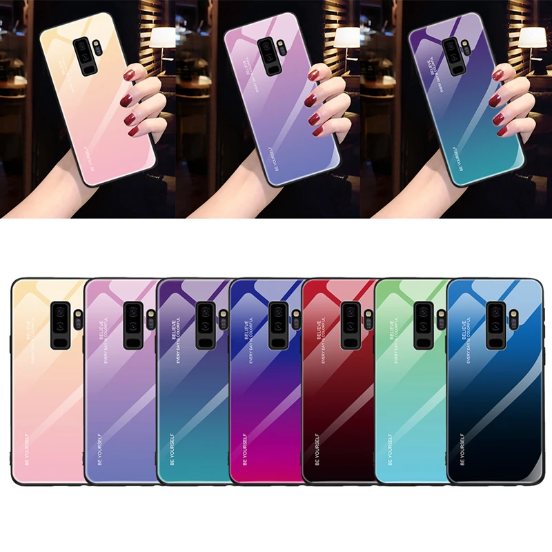 Новый градиент Стекло чехол для samsung Galaxy S10 S9 S8 Plus Note 9 A8 A5 A7 2017 M10 S10e J6 2018 на застежке