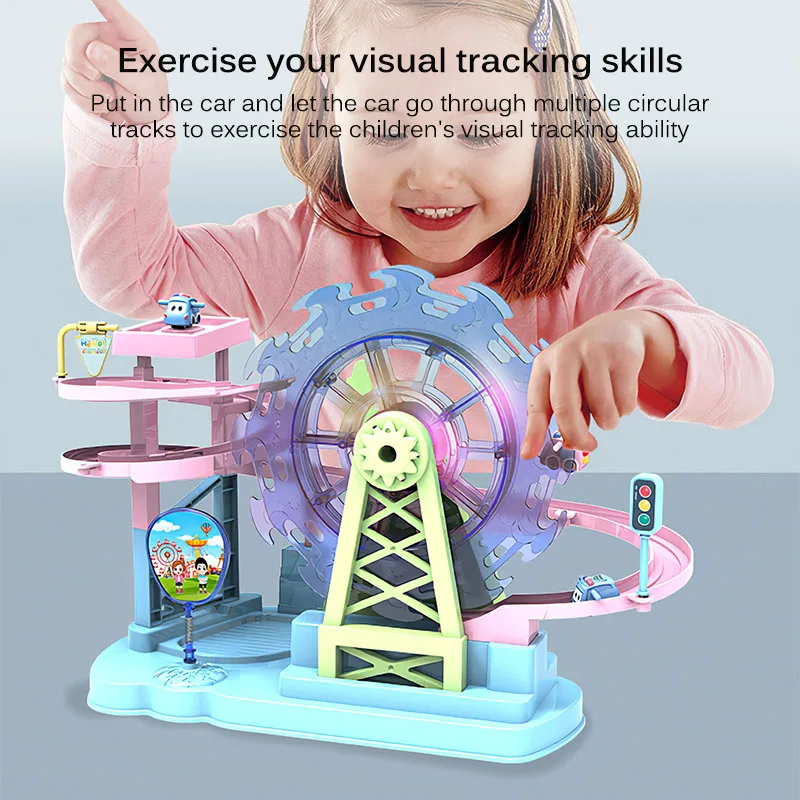 

Children'S Ferris Wheel Toys Electric Track Slide Toys Amusement Park Ferris Wheel Car Adventure Toys With Sound And Light Gift