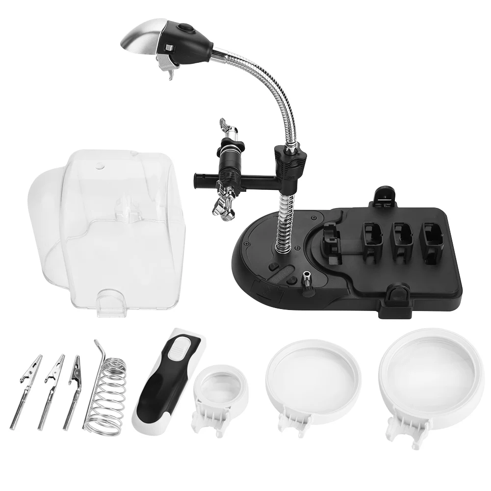 

Multi-Function 2.5X 5X 16X Auxiliary Clip LED Lamp Desk Magnifier with Stand