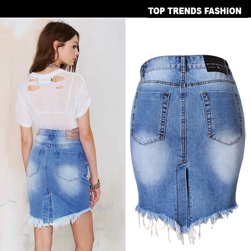 Женская джинсовая юбка с завышенной талией винтажная Модная Джинсовая карманами