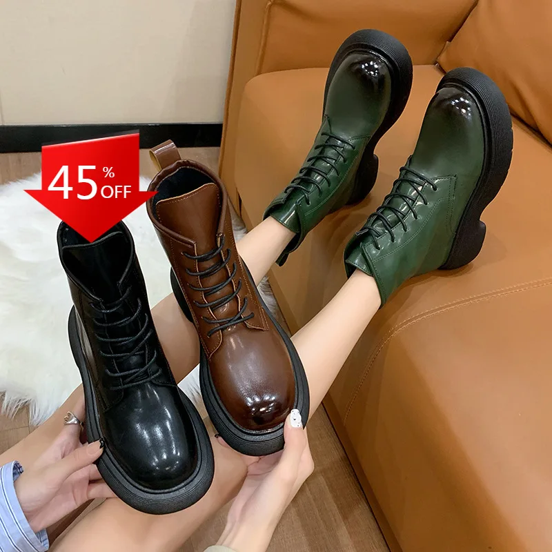 

Martin Boots Women Autumn And Winter New Style Plus Cotton Warmth Thick-Soled Increased Fashion Casual Women Short Boots