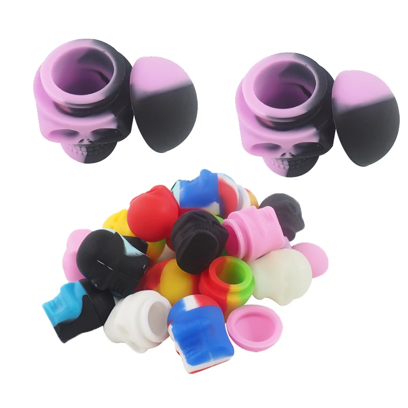 20 шт. 3 мл мини Силиконовый концентрированный контейнер в форме черепа красочная