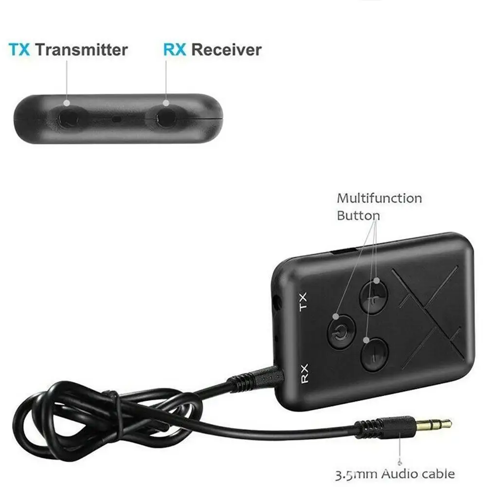 

2 in 1 Bluetooth 5.0 Transmitter Receiver TV PC Car Speaker 3.5mm AUX Hifi Music Audio Adapter/Headphones Car/Home Stereo Device
