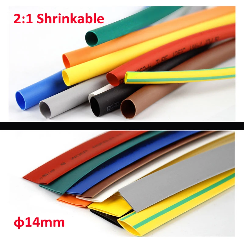 

2-50 Meters φ14mm 2:1 Shrinkable Sleeving Tubing Heat Shrink Tube For Cable Insulation Waterproof Electrical Wire Wrap