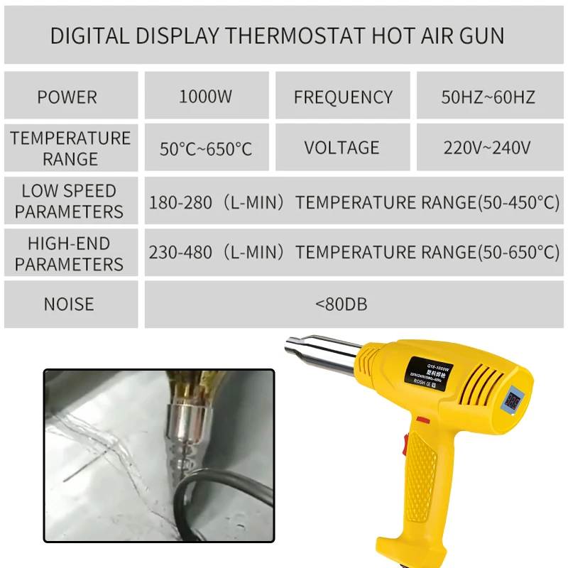Тепловой пистолет термостат с цифровым дисплеем горячего воздуха сварочный