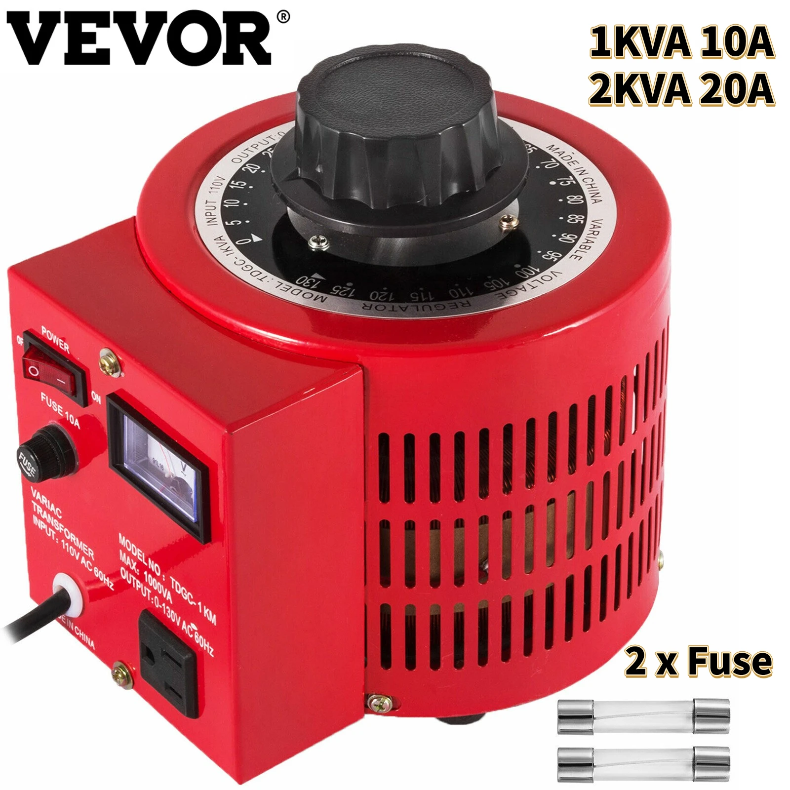 

VEVOR 1 кВА 10 ампер/2 кВА 20 Ампер переменный трансформатор переменного тока регулятор напряжения переменного тока Встроенная медная катушка и ...