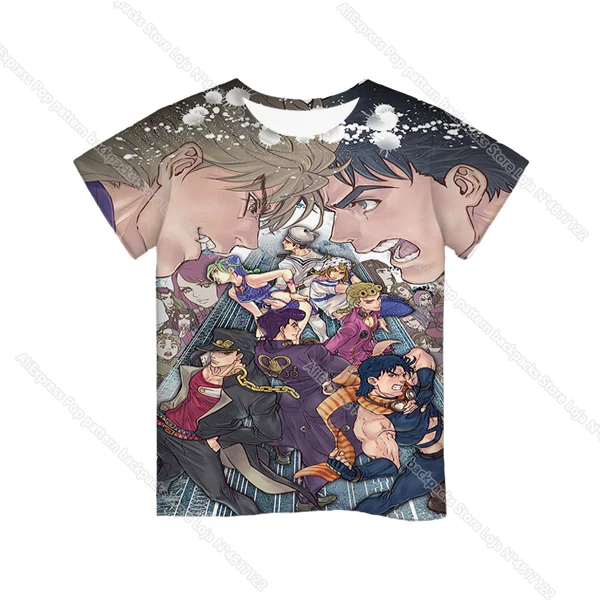 

New Fashion Beautiful JoJo's Bizarre Adventure Children Toddler's Polyester Short Sleeves 3D T-shirt Colourful Tee Tops