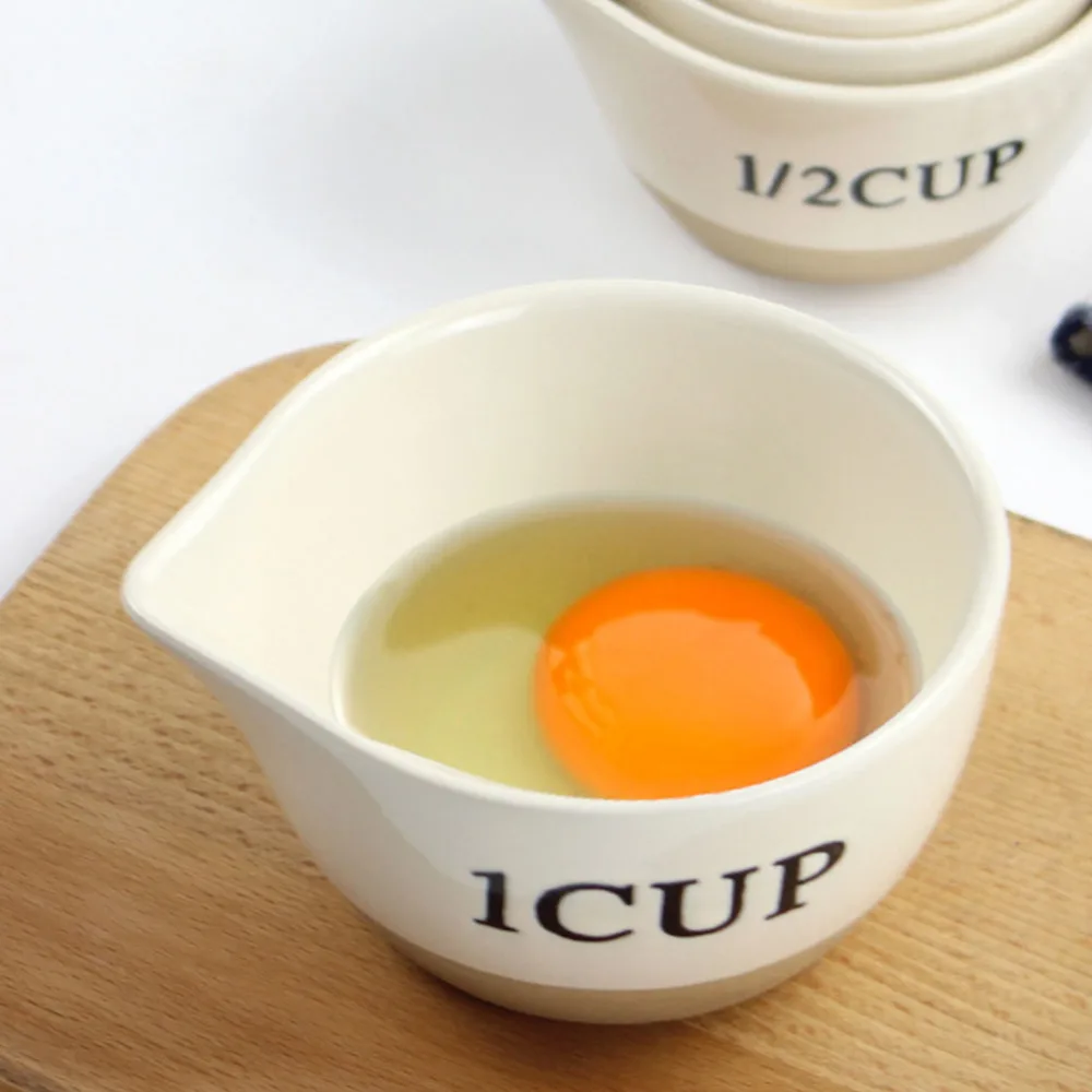4Pcs Eggs Mixing Ceramic Bowls Measuring Baking for Home Kitchen | Дом и сад