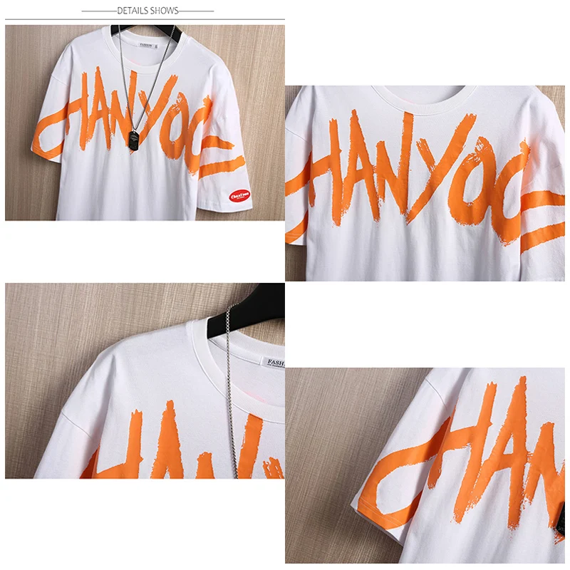 

TFETTERS Brand Young Fashion T-Shirt Men Summer Cotton Short Sleeve Men Clothing Loose Casual Letter Printing Clothes for Men