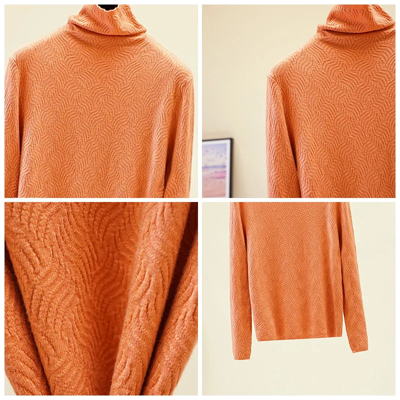 Женский свитер с воротником-хомутом HLBCBG черно-белый пуловер длинными рукавами