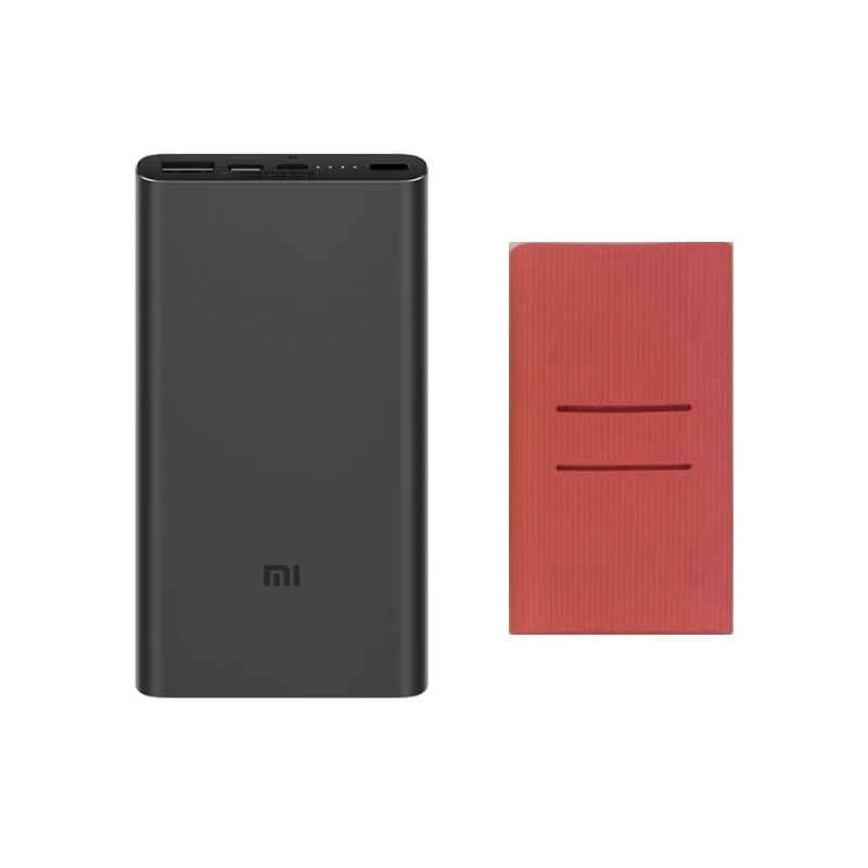 Xiaomi Mi внешний аккумулятор 10000 мА/ч 3 двухсторонняя Быстрая зарядка USB-C Двойной вход двойной выход PLM12ZM 10000 мА/ч внешний аккумулятор для iPhone - Цвет: Black add Red