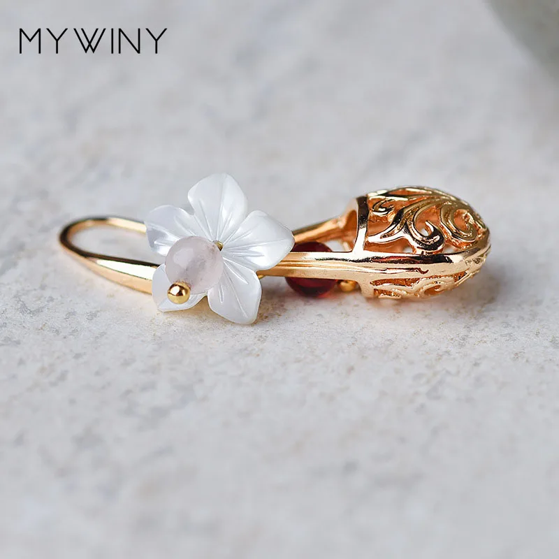 MYWINY новинка 2019 оригинальный дизайн винтажные серьги в виде ракушек и цветов для