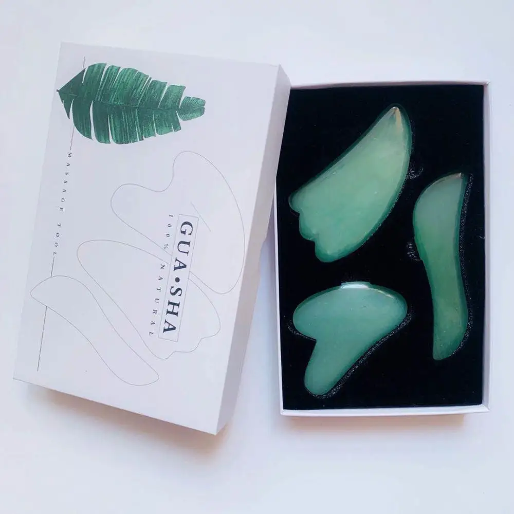 

Набор инструментов для Массажа Гуаша 3 в 1, Нефритовый камень для лица