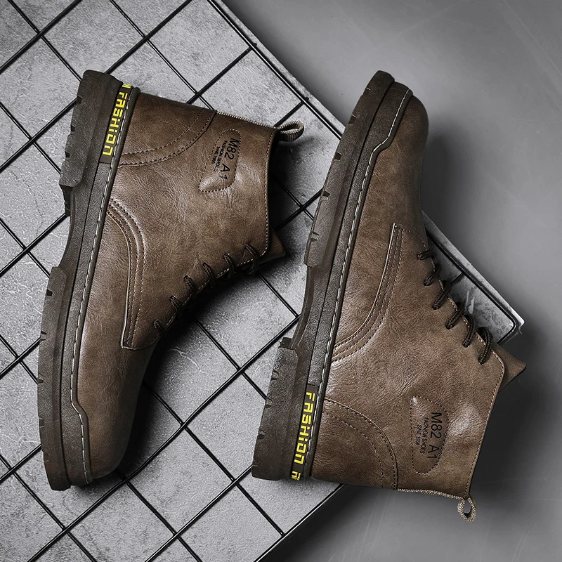

Hightop Sneakers Men's High Top Sneakers Cowboy Boots Man Leather Boot Shoes Men MEN ANKLE BOOTS Casual Mens Heel Winter For