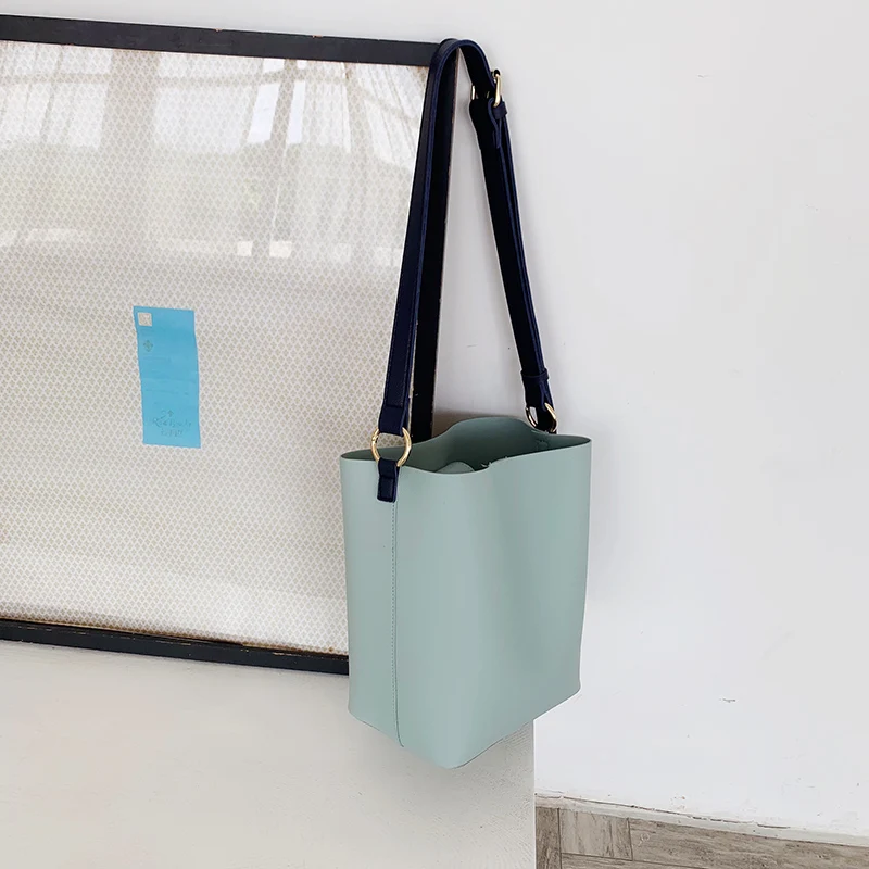 

Korean Casual women bucket Shoulder Bags pu leather Crossbody Bags for female handbag Large capacity ladies messenger bag brown