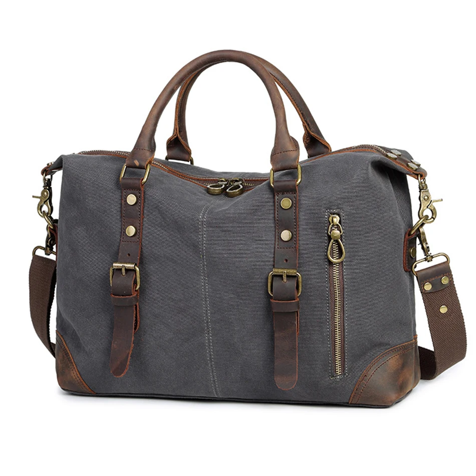 Мужские дорожные сумки кожаная холщовая спортивная сумка большой емкости Crazy Horse