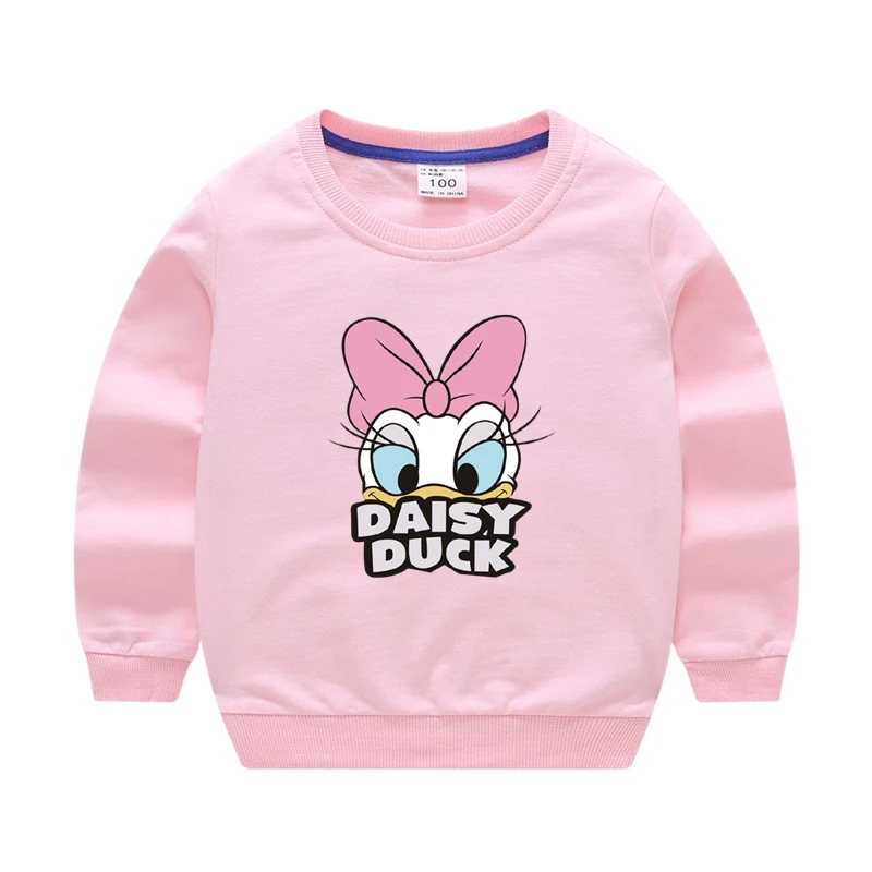 

Осенняя детская одежда, толстовка с рисунком маргаритки и утки, наряды в Корейском стиле для маленьких девочек, весенние топы для малышей