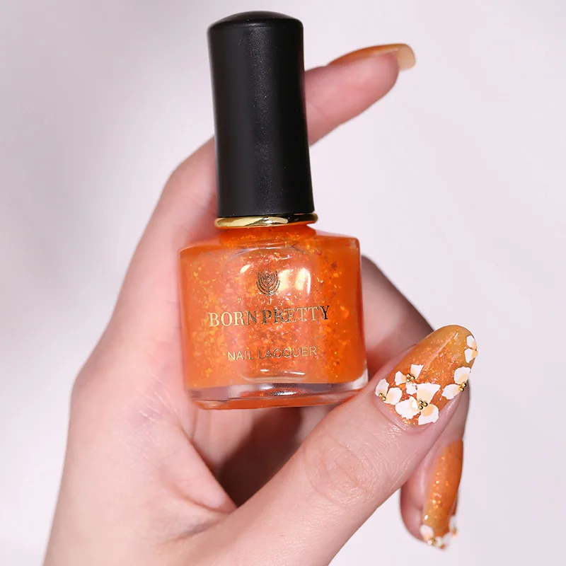 BORN PRETTY 6 мл Блестящий лак для ногтей красочный слюда прозрачный красный оранжевый