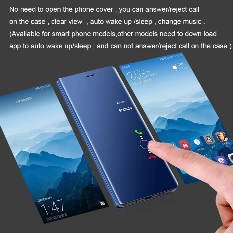 Умный зеркальный флип чехол для телефона Huawei Mate 8 9 10 20 30 Pro Lite P8 P9 P10 P20 P30Lite Plus Sleep wake