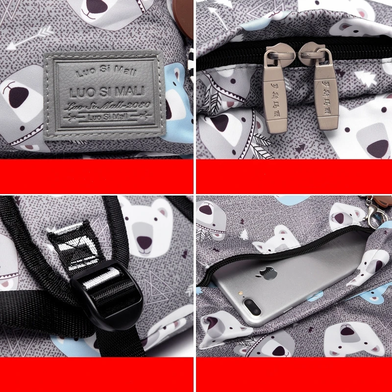 

Women Mochila Escolar Feminina Multifunction School Girl Bag pack Original Animal Oxford Cloth Waterproof Backpacks Female Sac