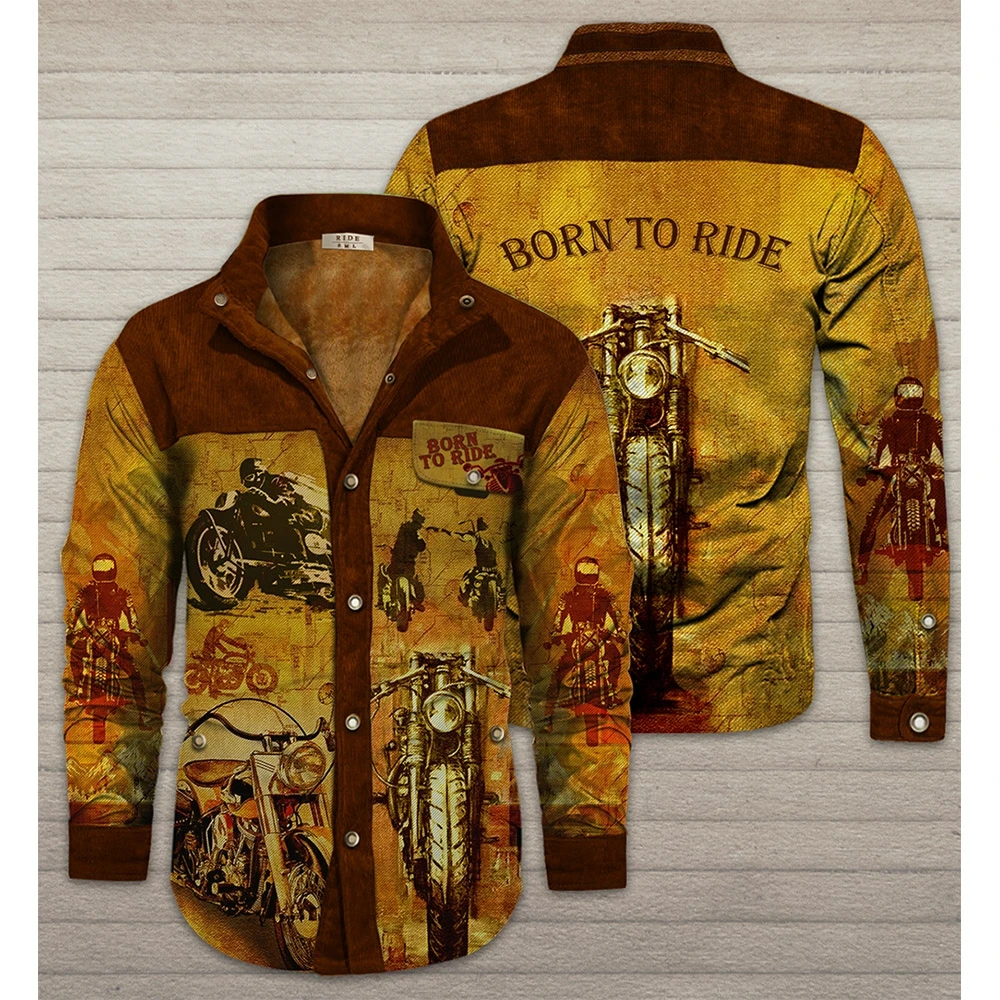 

Men's 3D Full Body Printing DIY Personal Custom Design Pattern Logo Fashion Harley Born for Riding Battlefield Wool Jacket