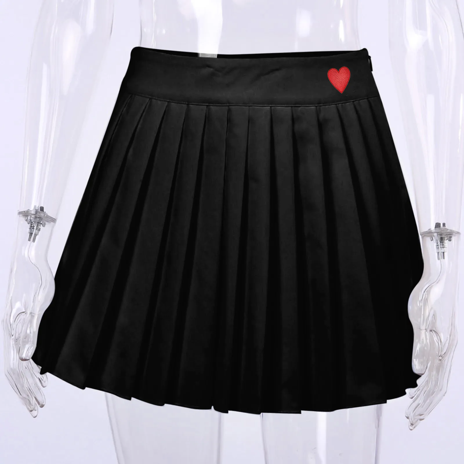 

Womail Fashion Women's Sexy Cute Pattern A-Line Skirt High-Waist Thin Short Side Zipper Pleated Mini Solid Skirts Mujer Faldas