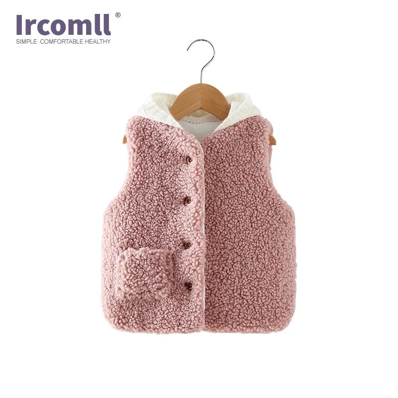 Ircomll осень весна модный однотонный теплый жилет с капюшоном детская куртка для