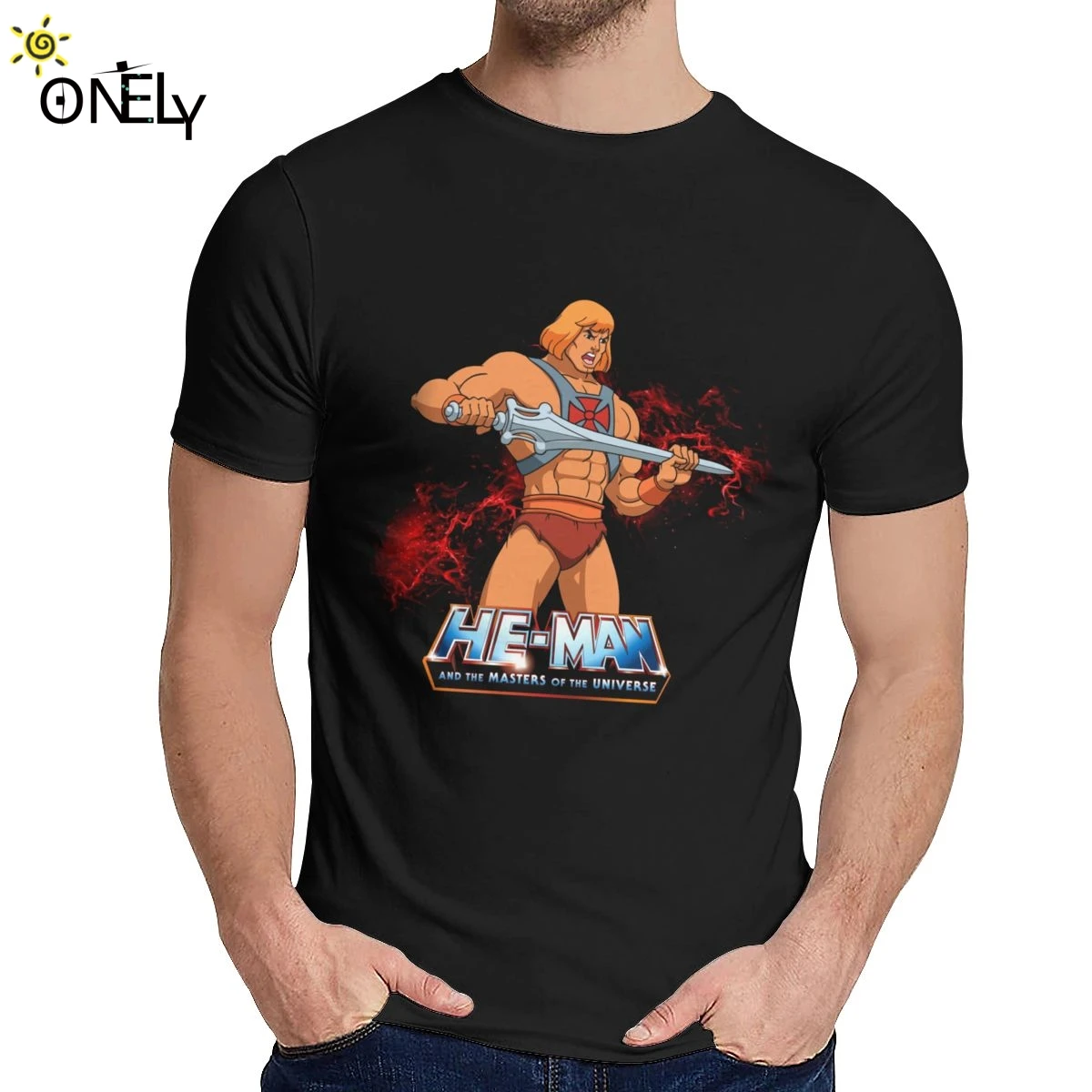 Heman держащий меч футболка мастера с рисунком Вселенная мультфильм Мужская
