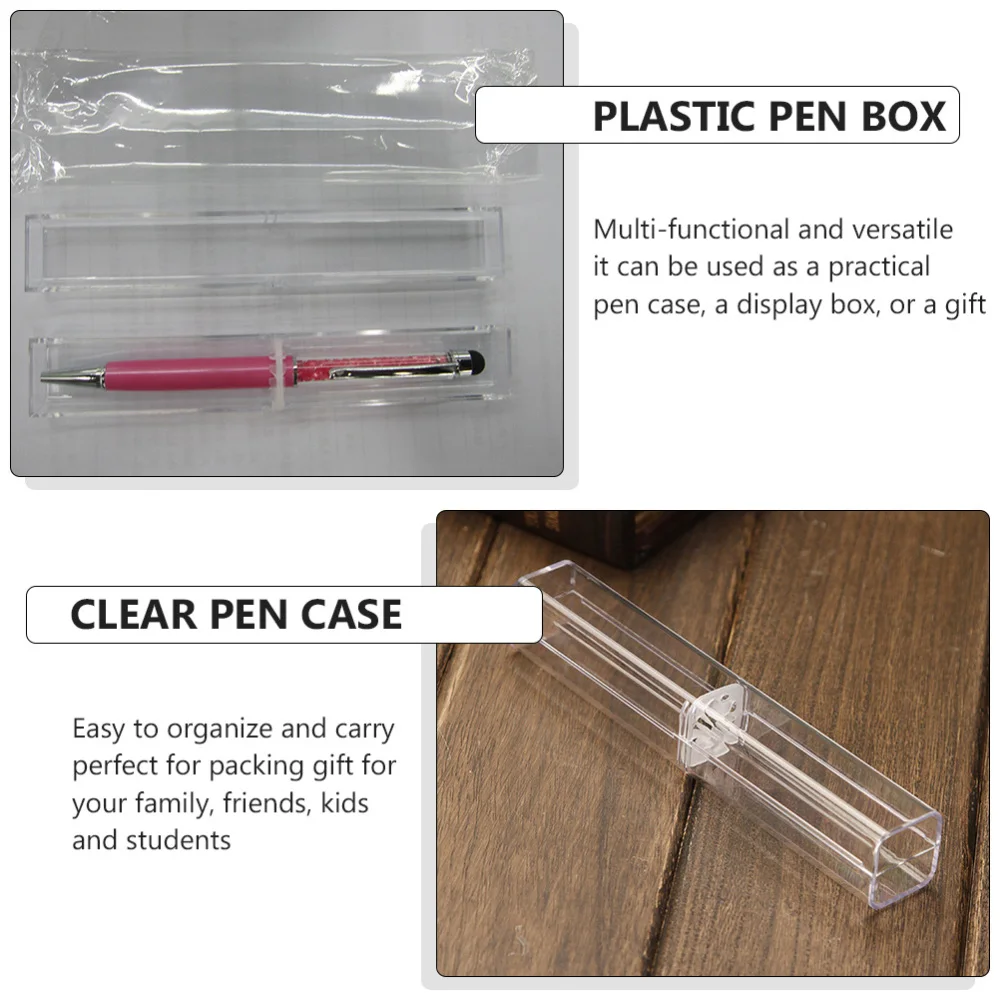 

10Pcs Clear Pen Case Pen Wrapping Box Pencil Gift Box School Office Supplies