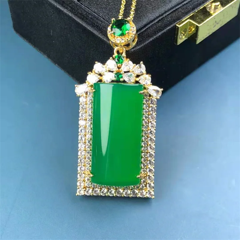 

Лидер продаж, ожерелье с подвеской из натурального агата и халцедона с инкрустацией из серебра 925 пробы, модные аксессуары для мужчин и женщ...