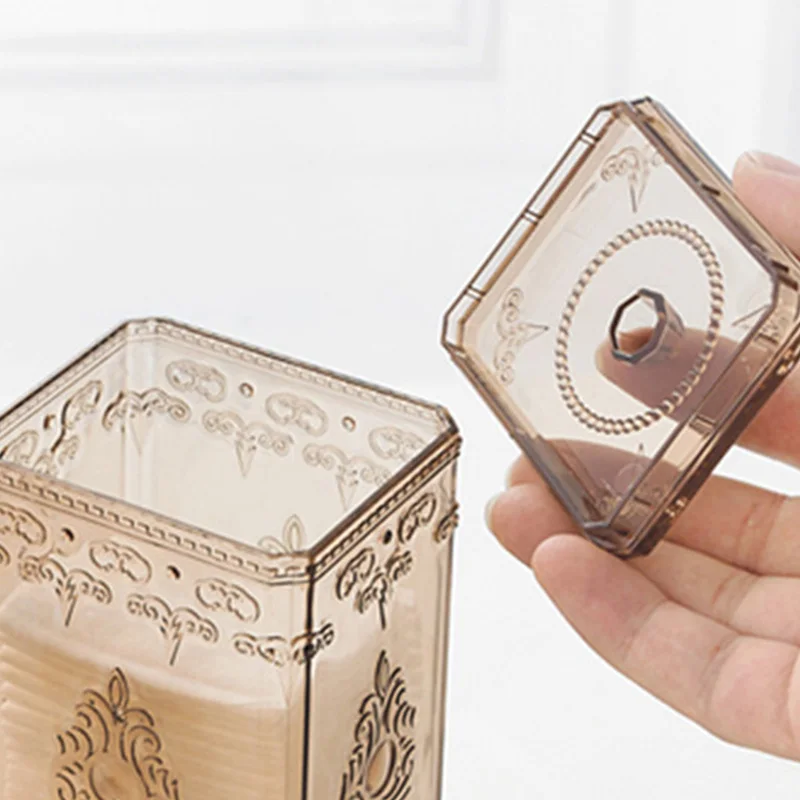 1 шт. Настольный ящик для хранения ватных дисков прозрачная коробочка из пластика