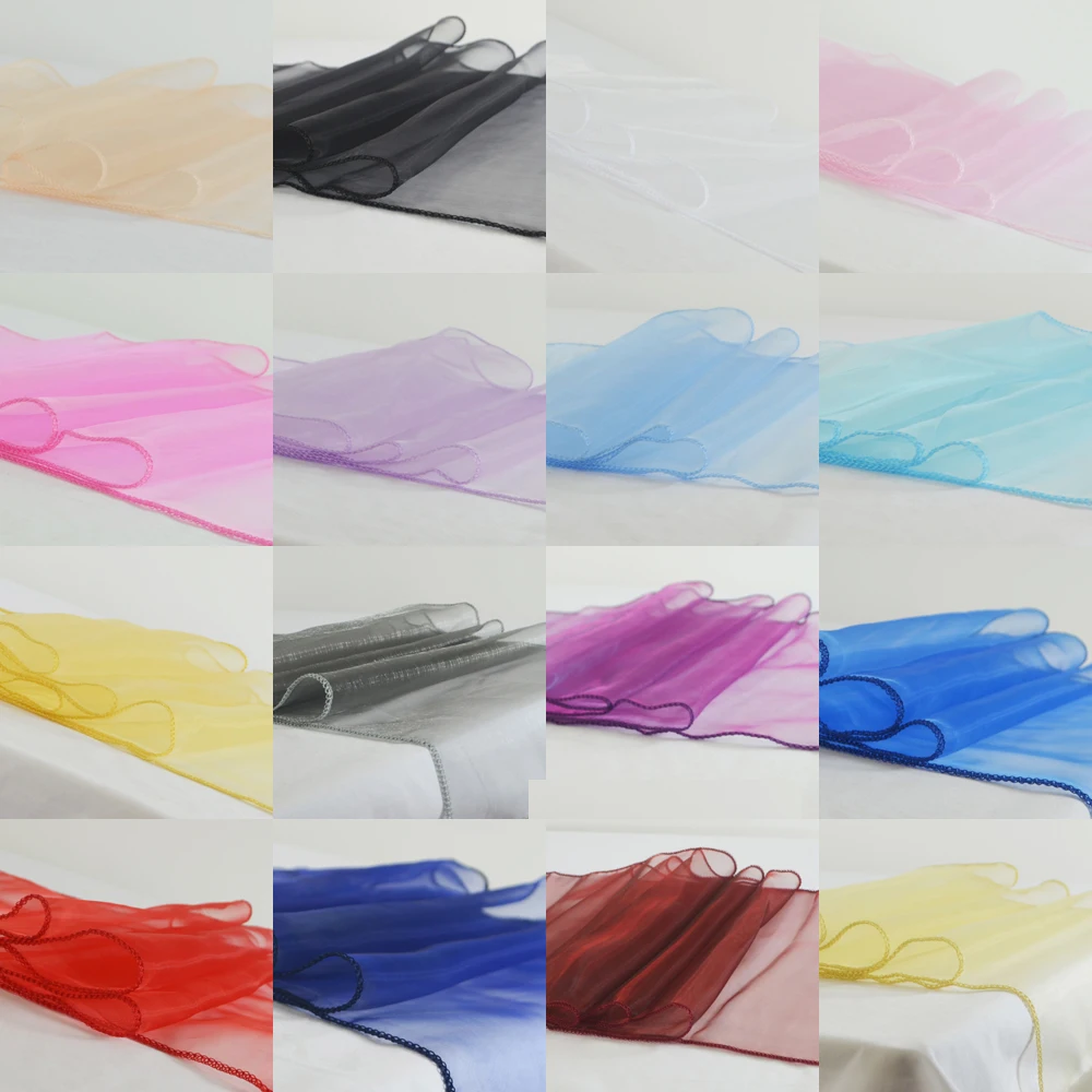 Organza Table Runner Bow Swag For Wedding Party Banquet Decoration Crystal Tulle Plum Sheer Gauze Element Runners |